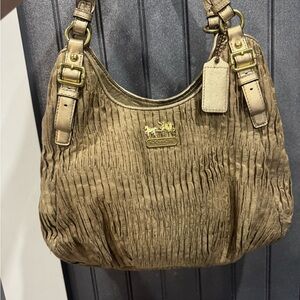 Coach Gold-Tone Tan Shoulder Bag